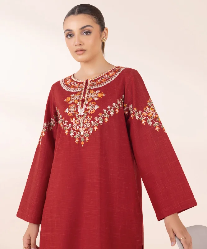 Embroidered Cotton Shirt-- Chenille Blend Fleece Blend Nylon Blend