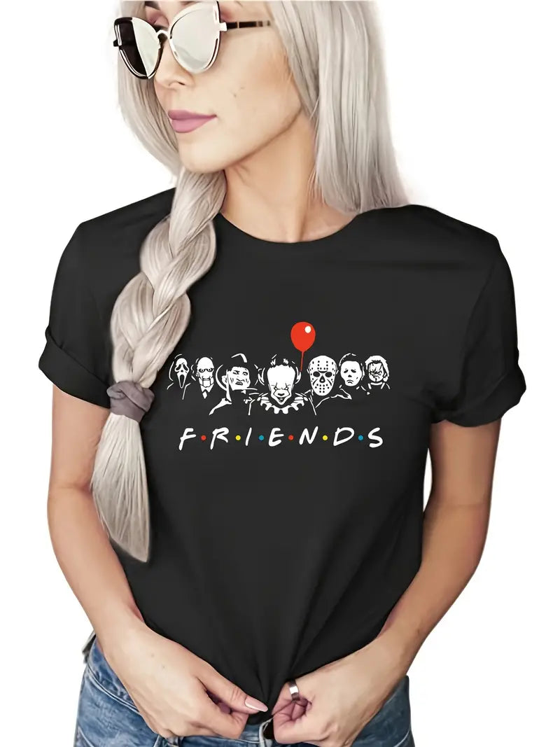 Scary Friends Shirt-- Hooded Caped Shawl Collar