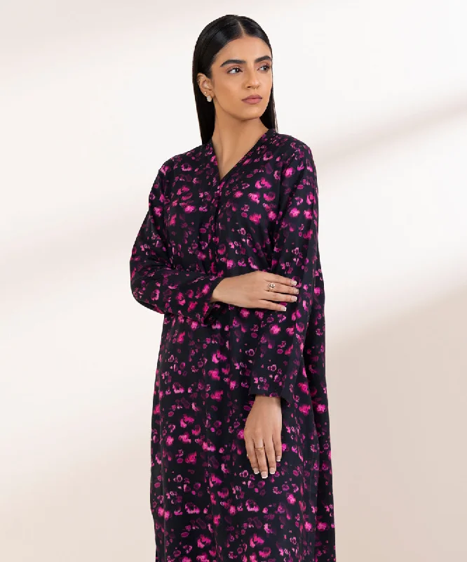 Printed Linen Shirt-- Seamless Knitted Crochet