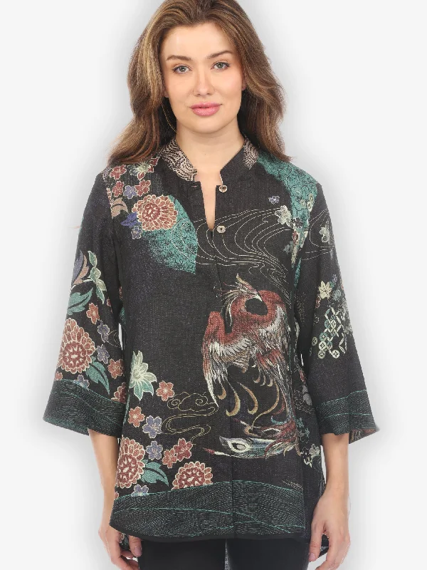 Phoenix in Turquoise Tummy Tuck Shirt-- Cozy Warm Stylish