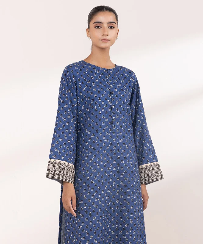 Embroidered Light Khaddar Shirt-- Lace Blend Ribbed Blend Corduroy Blend