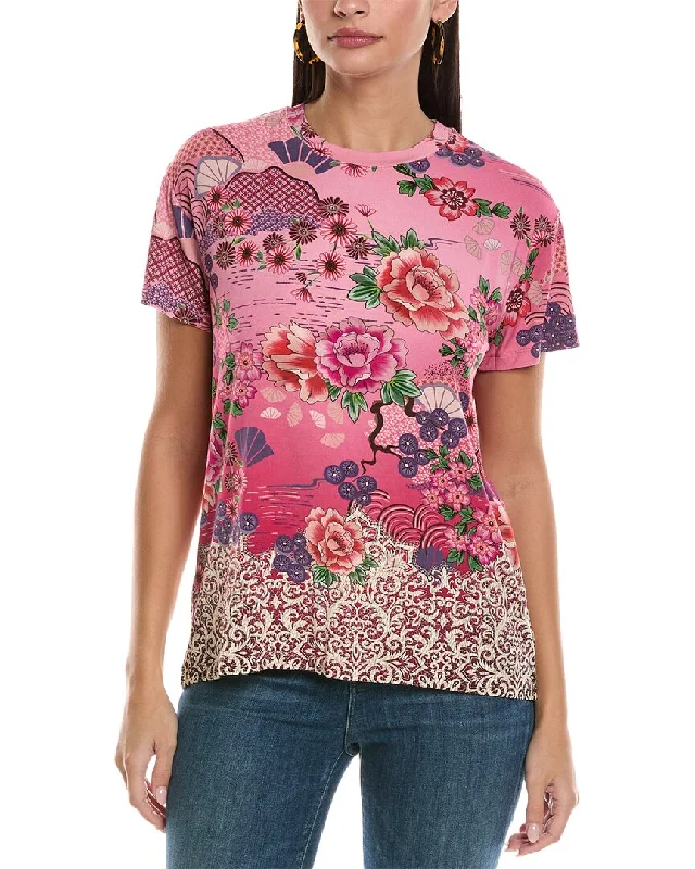Johnny Was Loose Fit T-Shirt-- Hooded Caped Shawl Collar
