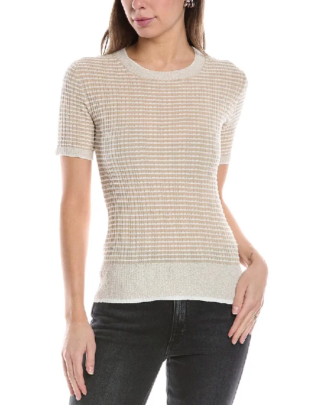 rag & bone Kilee Stripe T-Shirt-- Beaded Sequined Faux Fur
