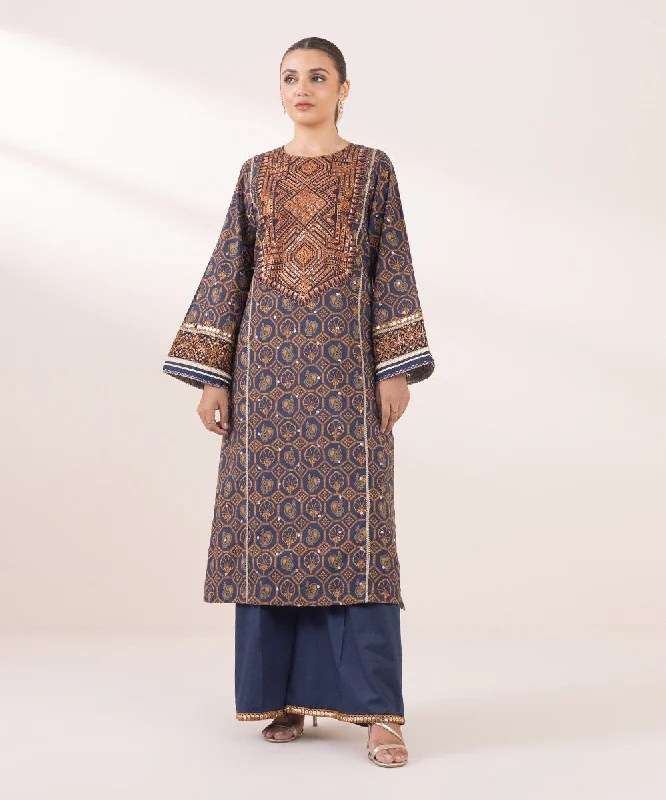 Embroidered Cotton Viscose Shirt-- Front Pockets Side Pockets Patch Pockets