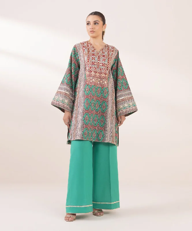 Embroidered Khaddar Shirt-- Layered Multi-layer Single Layer