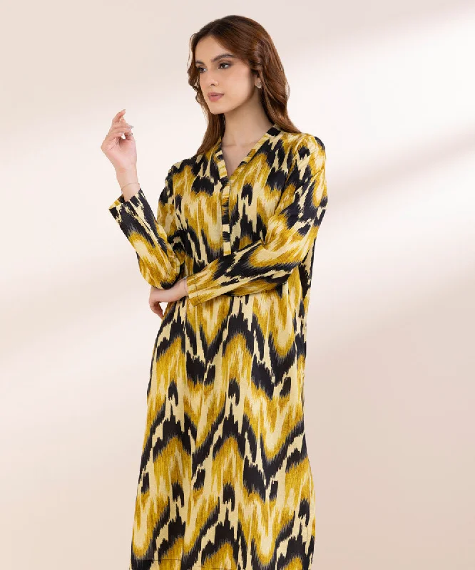Printed Cotton Viscose Shirt-- Print Jacquard Patchwork