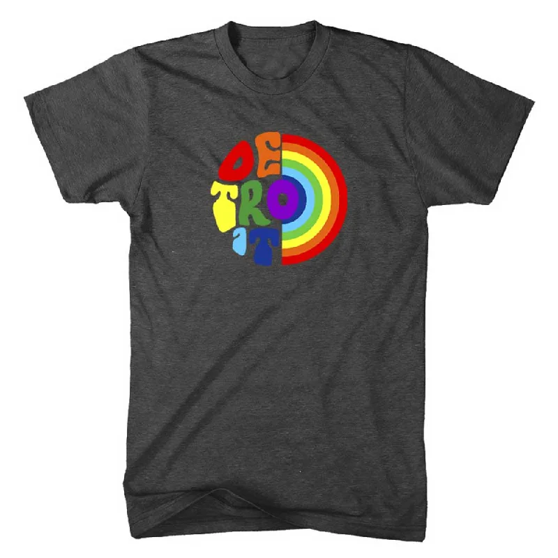 Unisex/Mens Detroit Rainbow T-shirt (Heather Black)-- Graphic T-Shirt Round Neck Polyester Unisex/Mens Detroit Rainbow T-shirt (Heather Black)-- Graphic T-Shirt Round Neck Polyester