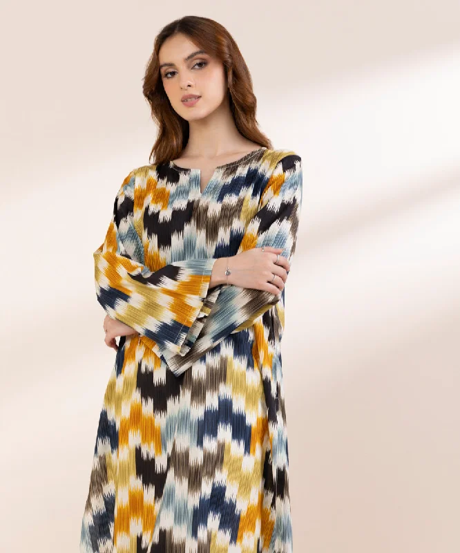 Printed Cotton Viscose Shirt-- Polka Dot Checkered Tartan
