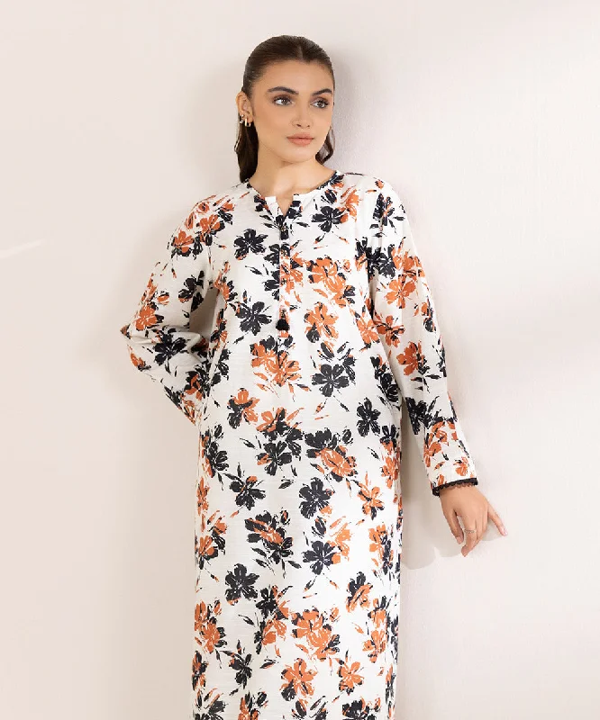 Printed Lawn Shirt-- Collared Crew Neck Turtle Neck