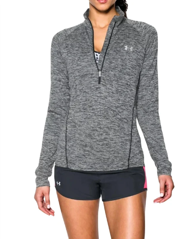 Tech Twist Half Zip Shirt In Black / Metallic Silver-- Layered Multi-layer Single Layer Tech Twist Half Zip Shirt In Black / Metallic Silver-- Layered Multi-layer Single Layer