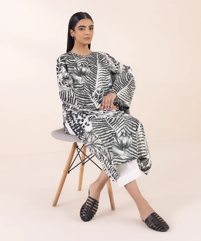 Printed Lawn Shirt-- Polka Dot Checkered Tartan