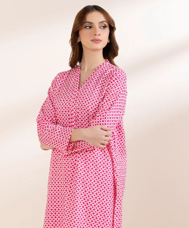 Printed Lawn Shirt-- Graphic T-Shirt Round Neck Polyester