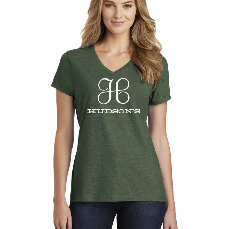 Ladies Relaxed V-neck Detroit Hudson's T-shirt - Heather Forest Green-- Cashmere Blend Cotton Blend Poly Blend Ladies Relaxed V-neck Detroit Hudson's T-shirt - Heather Forest Green-- Cashmere Blend Cotton Blend Poly Blend
