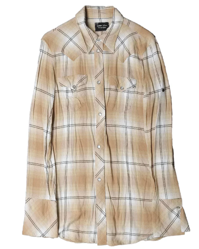 Long Western Button Up Shirt-- Chenille Fabric Brocade Fabric Lace Fabric