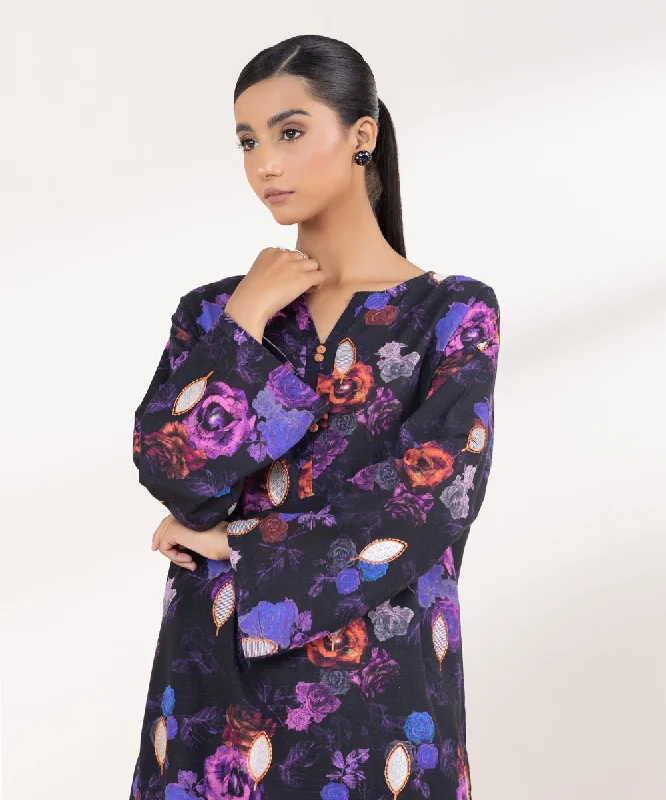 Embroidered Light Khaddar Shirt-- Modern Contemporary Chic