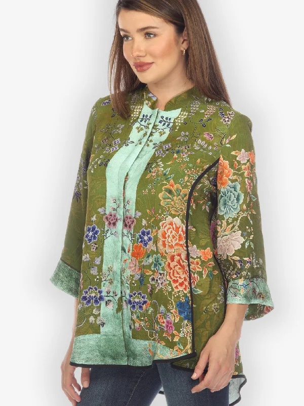 Queenly Radiant Charm Silk Shirt-- Cozy Warm Stylish
