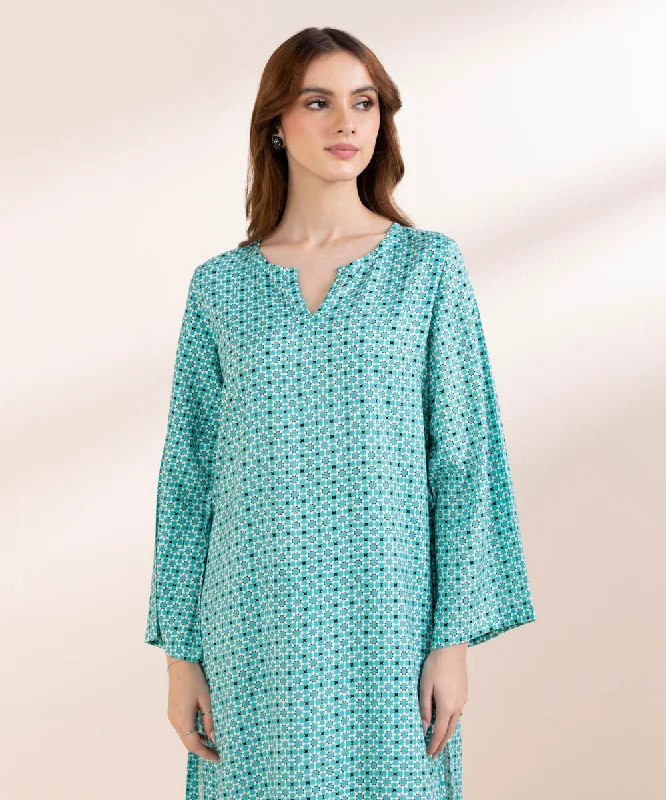 Printed Lawn Shirt-- Welt Pockets Slit Pockets