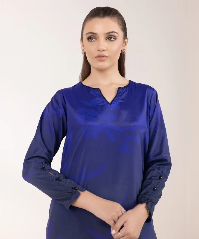Embellished Silk Shirt-- Hooded Caped Shawl Collar