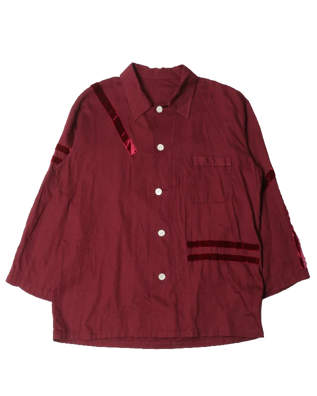 Velour Button Up Shirt-- Denim Fabric Leather Fabric Suede Fabric