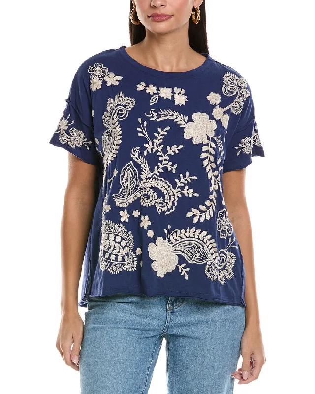 Johnny Was Raw Edge Swing T-Shirt-- Lace Blend Ribbed Blend Corduroy Blend