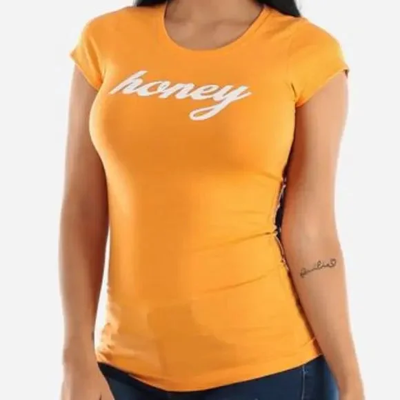 Orange T-shirt Honey-- Chenille Fabric Brocade Fabric Lace Fabric