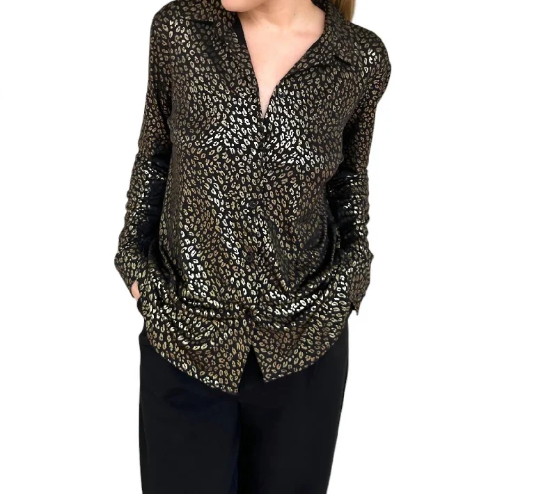 Gold Digger Lurex Shirt In Black-- Nylon Fabric Polyester Fabric Spandex Fabric