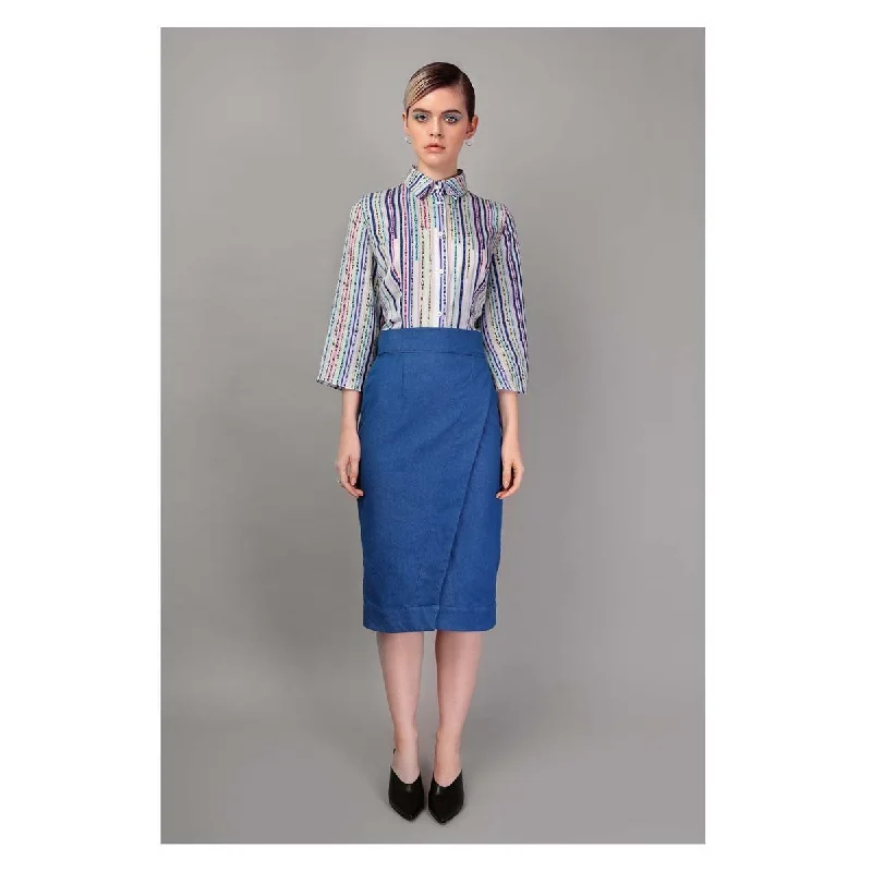 Rainbow Stripe Talus Shirt-- Rayon Velvet Corduroy