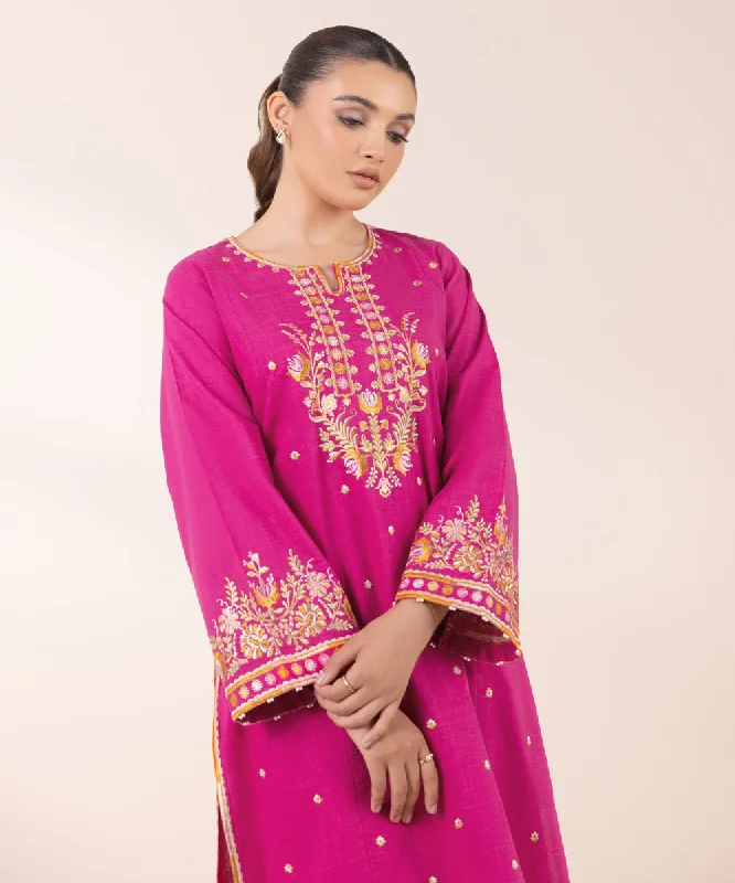 Embroidered Cotton Shirt-- Sequined Glittery Shiny