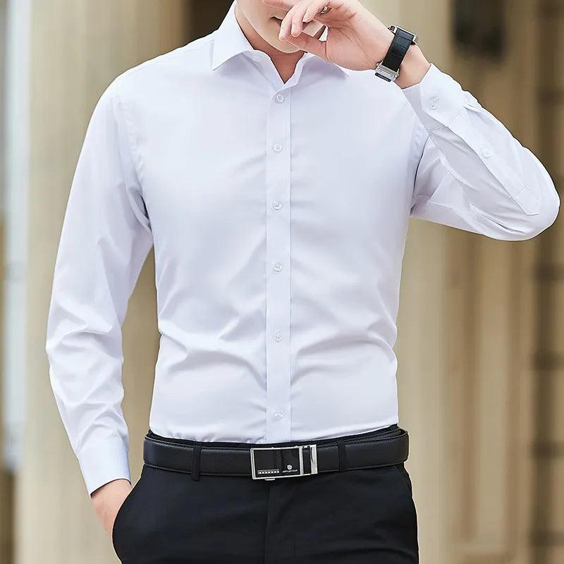 Classic White Slim Fit Business Shirt: Timeless Style for Every Season-- Striped Floral Plaid Classic White Slim Fit Business Shirt: Timeless Style for Every Season-- Striped Floral Plaid