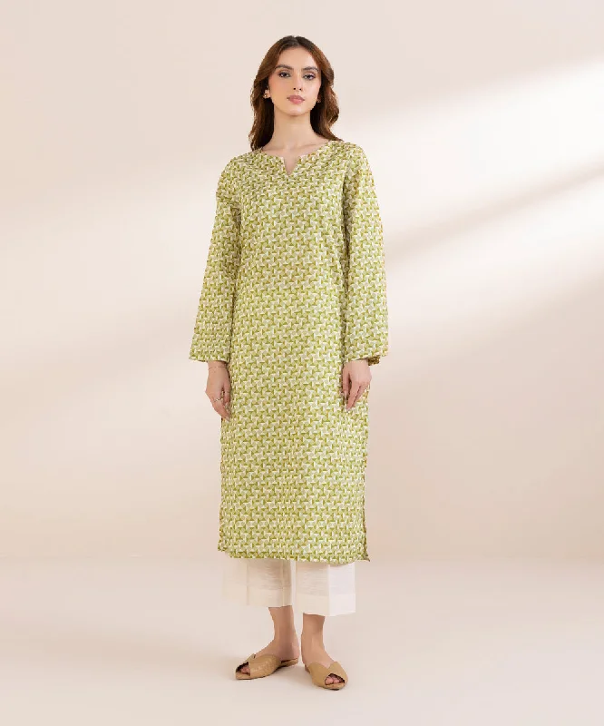 Printed Light Khaddar Shirt-- Solid Print Embellished