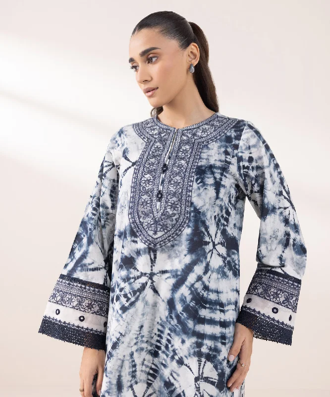 Embroidered Khaddar Shirt-- Welt Pockets Slit Pockets Flap Pockets