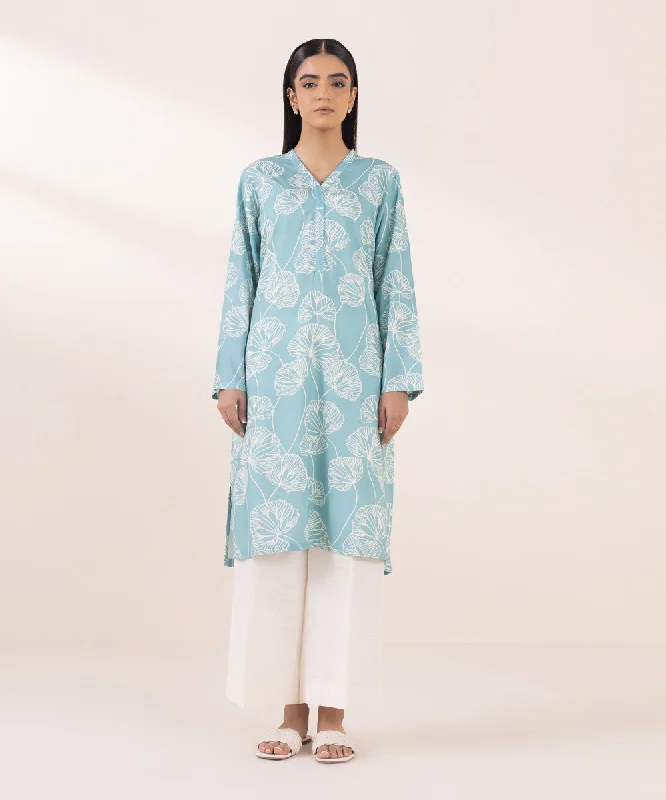 Printed Linen Shirt-- Ribbed Striped Patterned