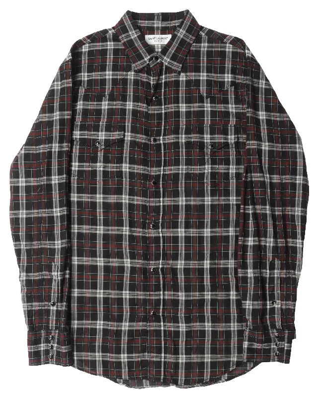 Cotton Western Button-Up Shirt-- Collared Crew Neck Turtle Neck