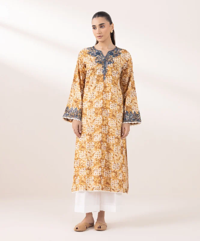 Embroidered Cotton Viscose Shirt-- Casual Formal Business