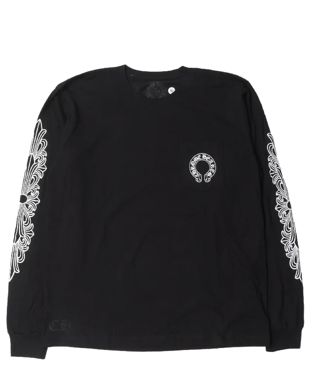 Horseshoe Logo Long Sleeve T-Shirt-- Elasticated Padded Insulated