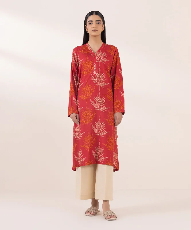 Printed Linen Shirt-- Satin Blend Silk Blend Wool Blend