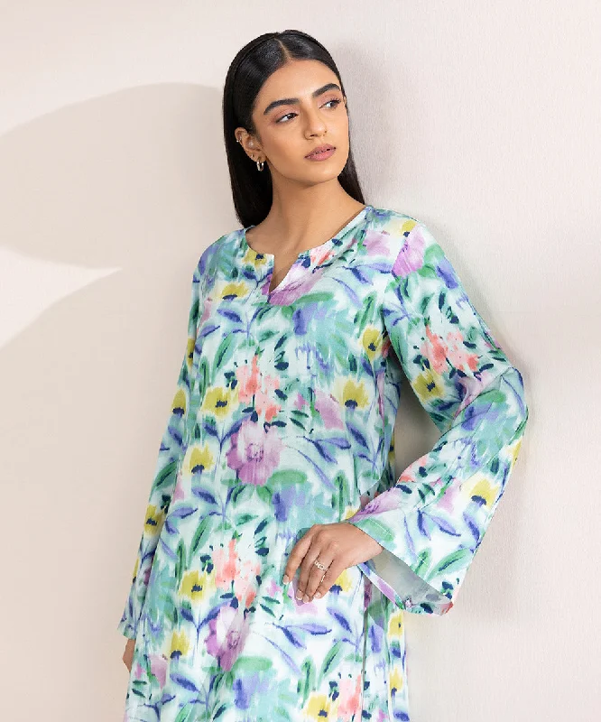 Printed Linen Shirt-- Chenille Blend Fleece Blend Nylon Blend