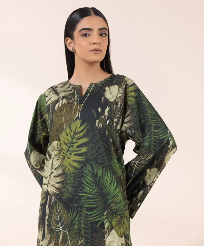 Printed Lawn Shirt-- Print Jacquard Patchwork