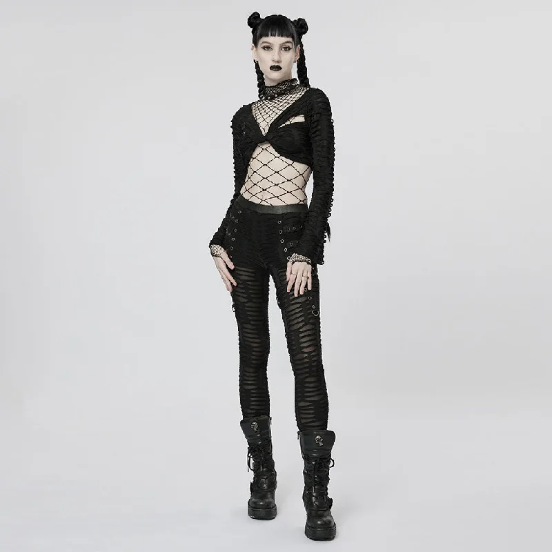 Punk One-Piece Mesh T-shirt Sexy Gauze Hollow-out Knitted Top-- Handmade Hand-knitted Hand-woven Punk One-Piece Mesh T-shirt Sexy Gauze Hollow-out Knitted Top-- Handmade Hand-knitted Hand-woven