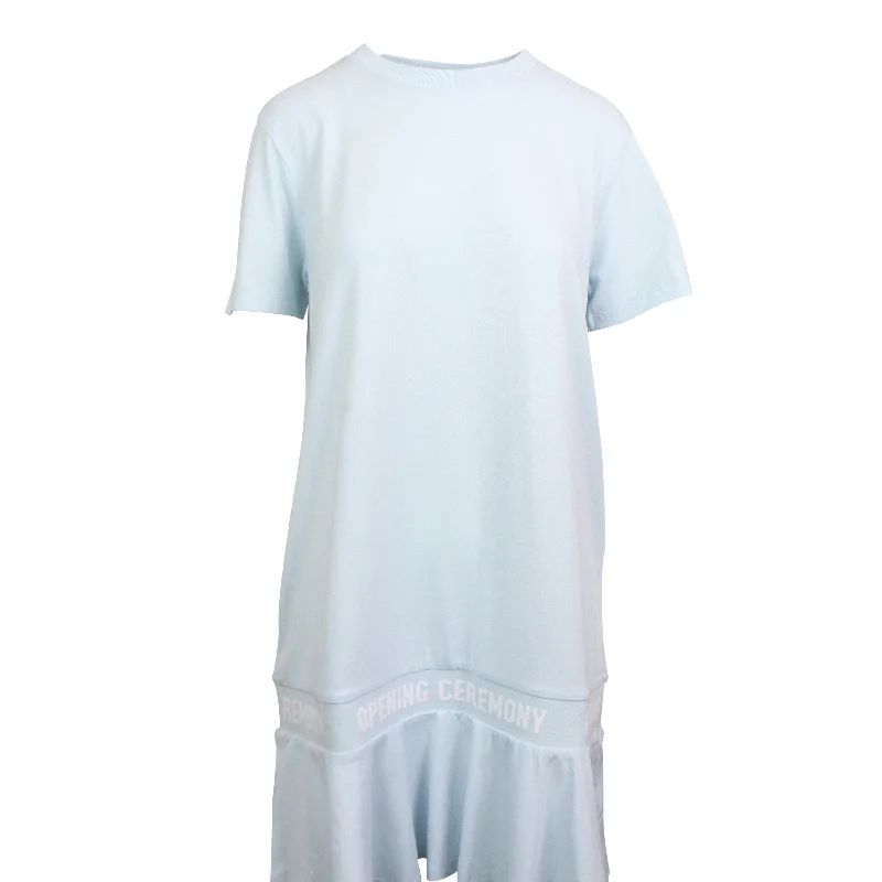 Blue Cotton Scallop OC Elastic Logo T-Shirt-- Polka Dot Checkered Tartan