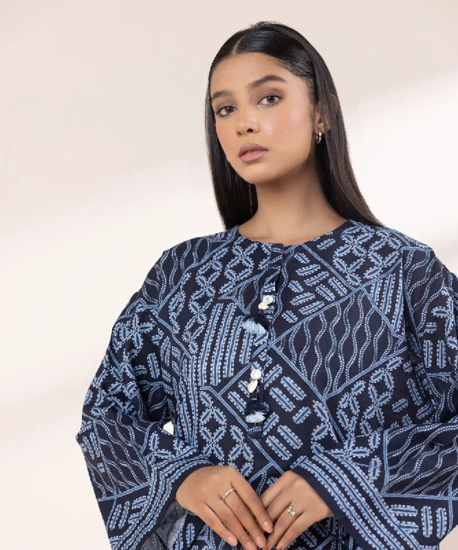 Printed Light Khaddar Shirt-- Houndstooth Herringbone Solid