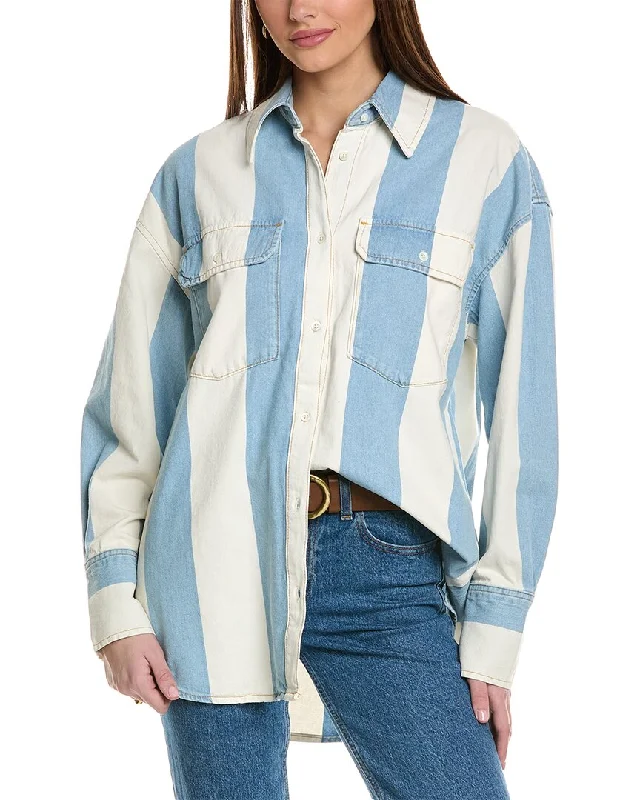 FRAME The Borrowed Shirt-- Notch Collar Peter Pan Collar Cowl Neck