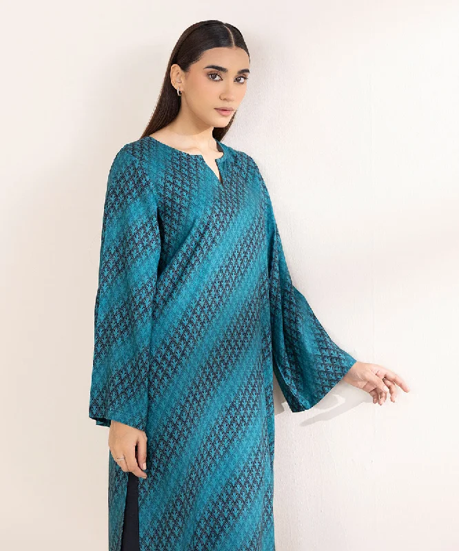 Printed Linen Shirt-- Collared Crew Neck Turtle Neck