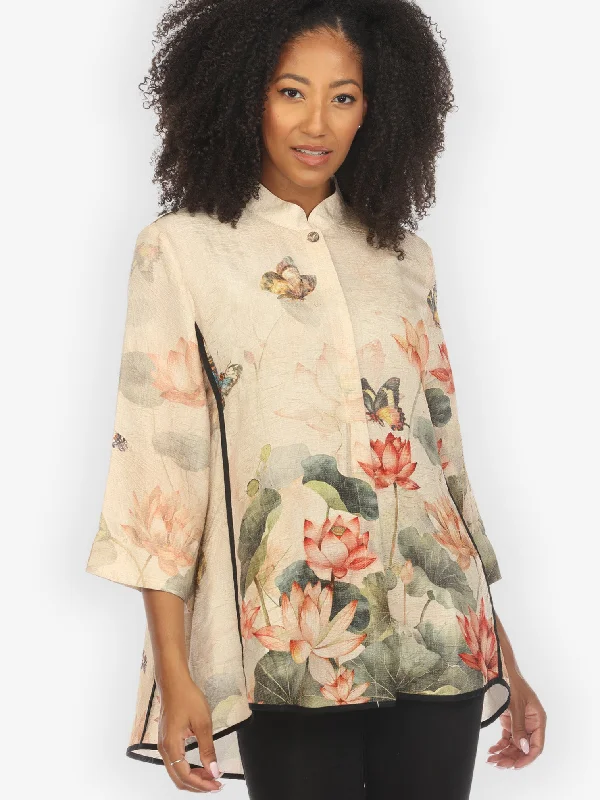 Butterfly and Lotus Tummy Tuck Shirt-- Handmade Hand-knitted Hand-woven