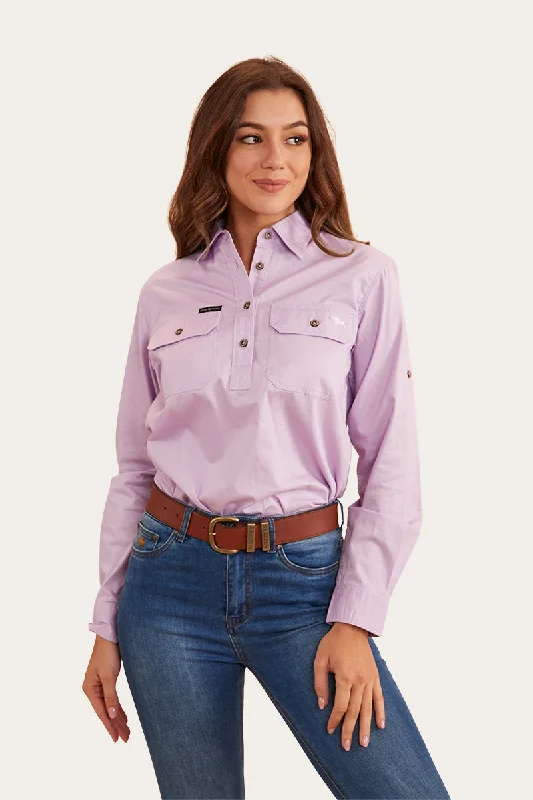 Pentecost River Womens Half Button Work Shirt - Lavender-- Chenille Blend Fleece Blend Nylon Blend Pentecost River Womens Half Button Work Shirt - Lavender-- Chenille Blend Fleece Blend Nylon Blend