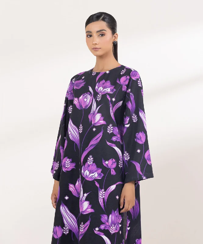 Embroidered Light Khaddar Shirt -- Basic T-Shirt Crew Neck Short Sleeve
