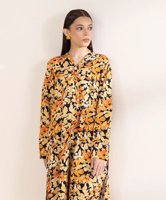 Printed Linen Shirt-- Machine Wash Dry Clean Hand Wash