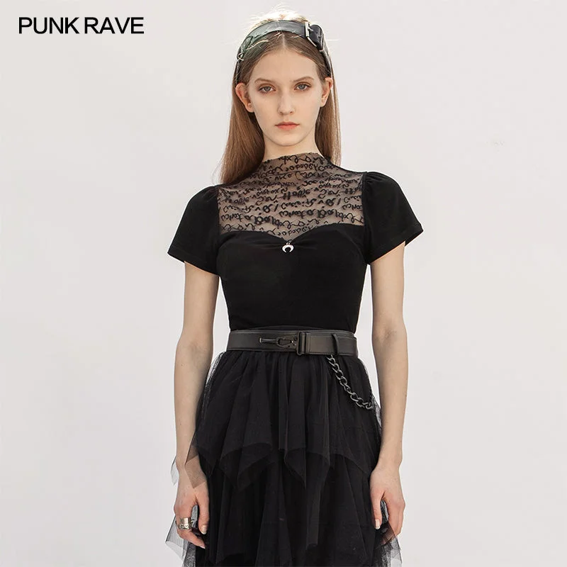 Mystery Story Series Letter Lace Stitched Short Sleeve Tshirt-- Hooded Caped Shawl Collar Mystery Story Series Letter Lace Stitched Short Sleeve Tshirt-- Hooded Caped Shawl Collar