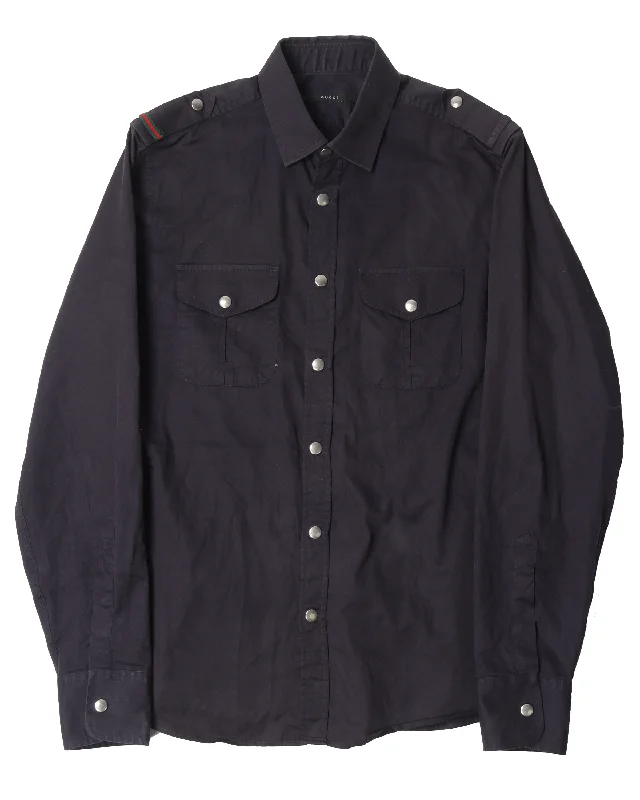 Military Button up Shirt-- Satin Fabric Silk Fabric Chiffon Fabric