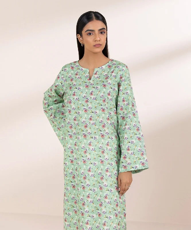 Printed Khaddar Shirt-- Cotton Fabric Linen Fabric Terry Fabric